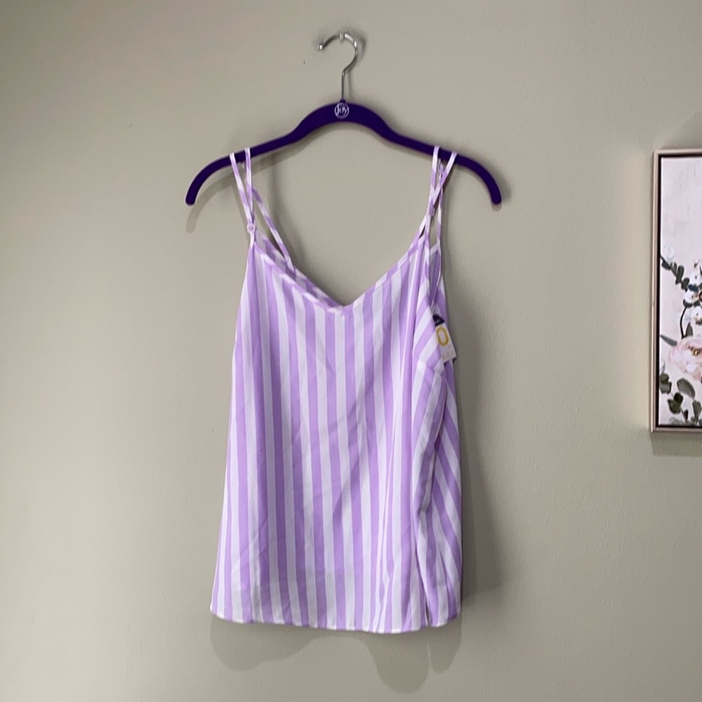 🔥3 for $10 primark white and lavender striped tank